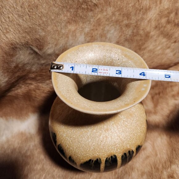 Mid Century Modern Textured Drip Glaze Ceramic Vase - Picture 4 of 6